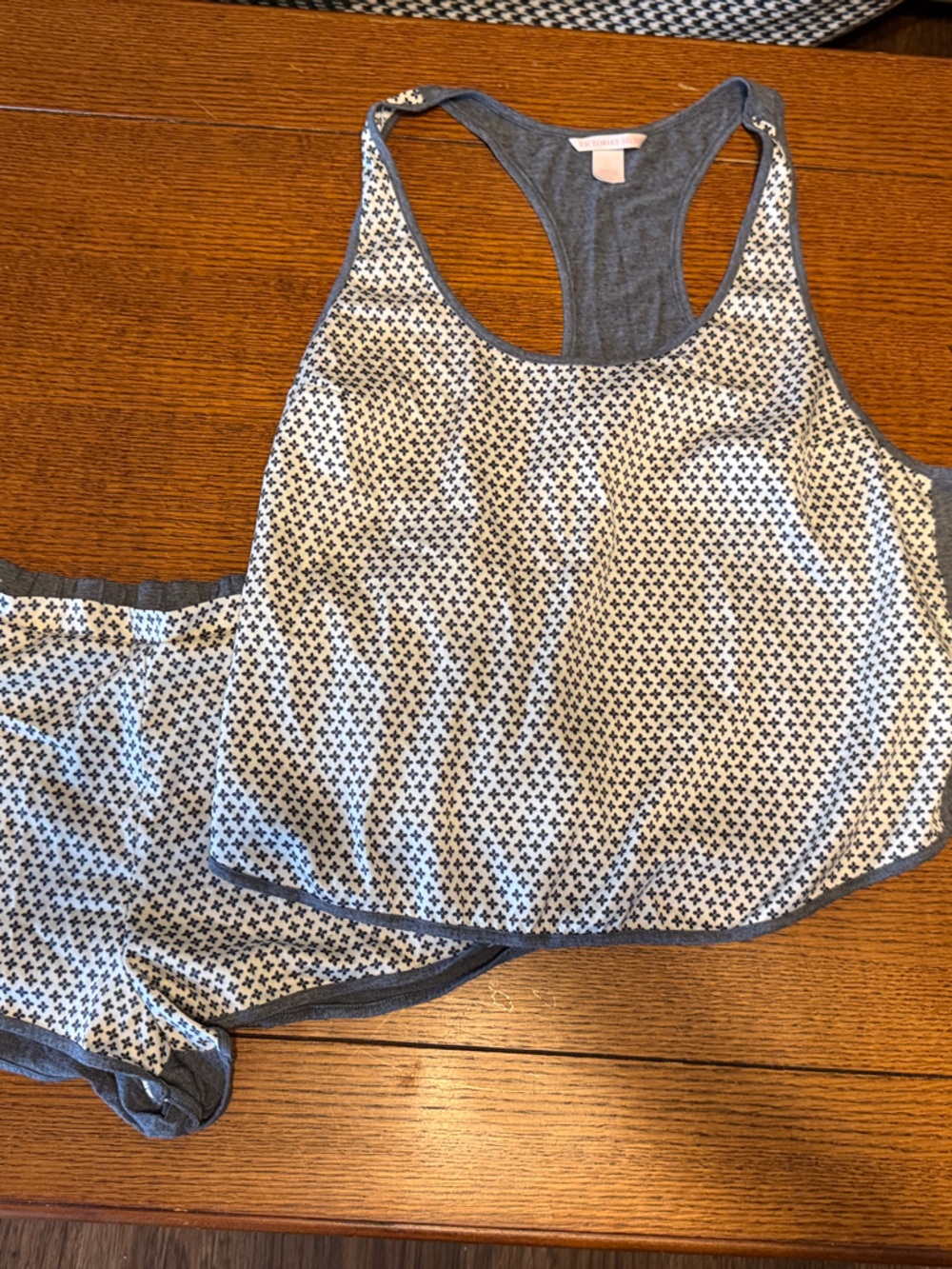 Victoria's Secret White & Gray Star-Print Pajama Tank and Shorts Set